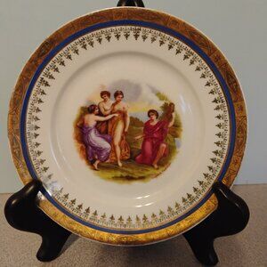 Atlas China Germany Hand Painted Small Decorative Plate, Signed Angela Kaufmann